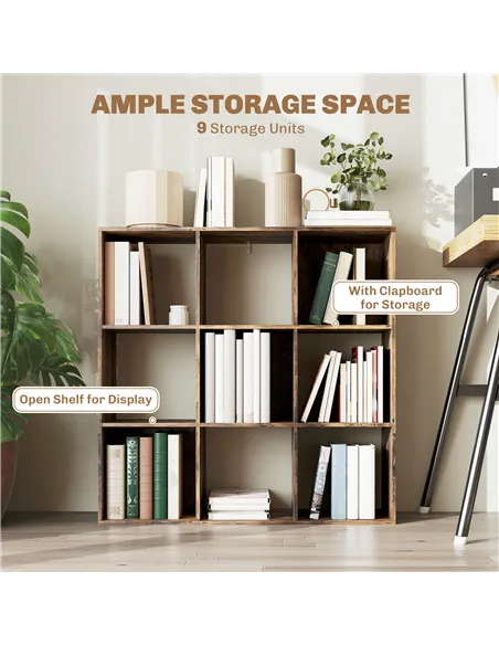 HOMCOM Nine-Cube Storage Shelf - Rustic Brown