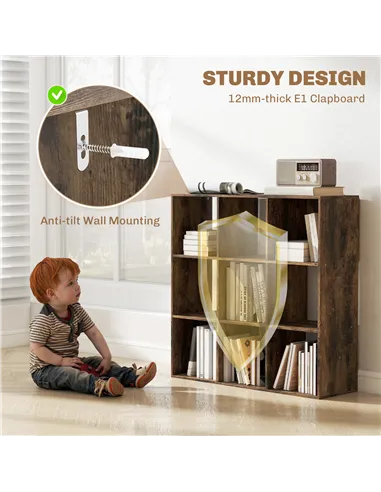 HOMCOM Nine-Cube Storage Shelf - Rustic Brown