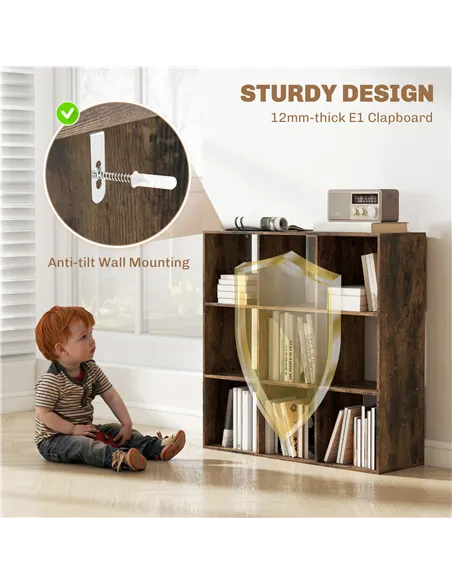 HOMCOM Nine-Cube Storage Shelf - Rustic Brown