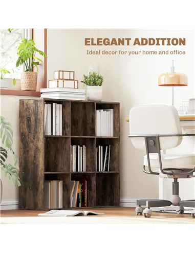 HOMCOM Nine-Cube Storage Shelf - Rustic Brown