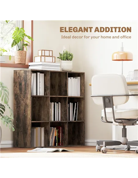 HOMCOM Nine-Cube Storage Shelf - Rustic Brown