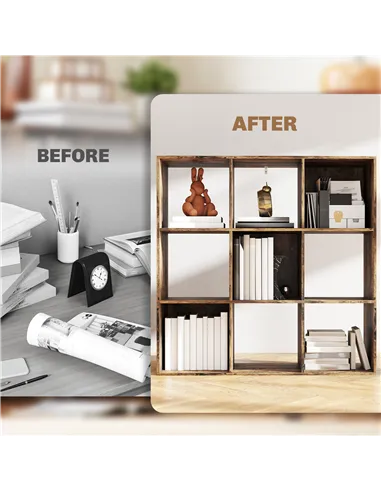 HOMCOM Nine-Cube Storage Shelf - Rustic Brown