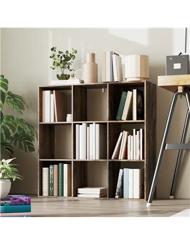 HOMCOM Nine-Cube Storage Shelf - Rustic Brown