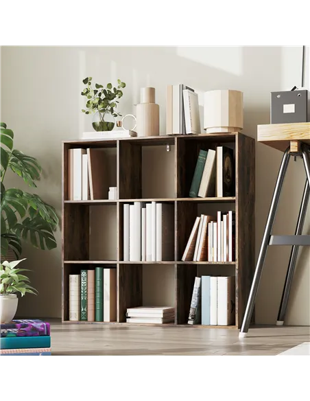 HOMCOM Nine-Cube Storage Shelf - Rustic Brown