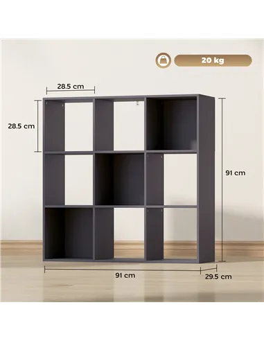 HOMCOM Nine-Cube Storage Shelf - Grey