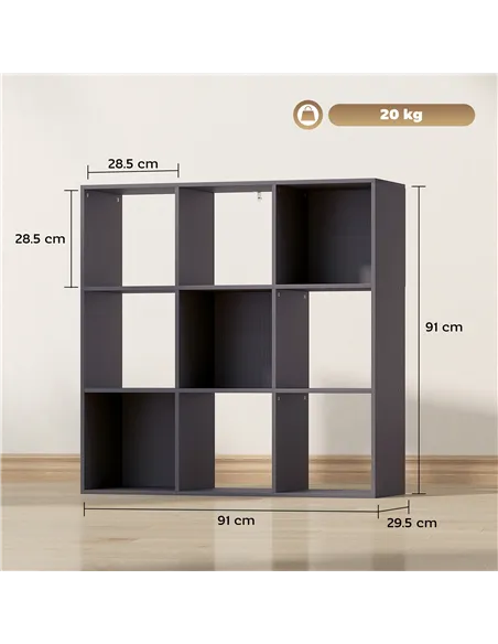 HOMCOM Nine-Cube Storage Shelf - Grey