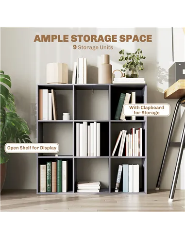 HOMCOM Nine-Cube Storage Shelf - Grey