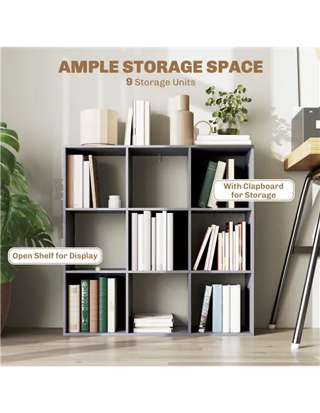 HOMCOM Nine-Cube Storage Shelf - Grey