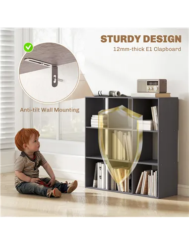 HOMCOM Nine-Cube Storage Shelf - Grey