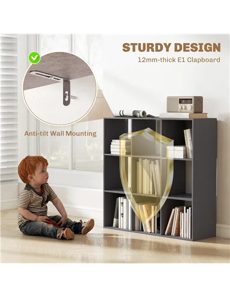 HOMCOM Nine-Cube Storage Shelf - Grey