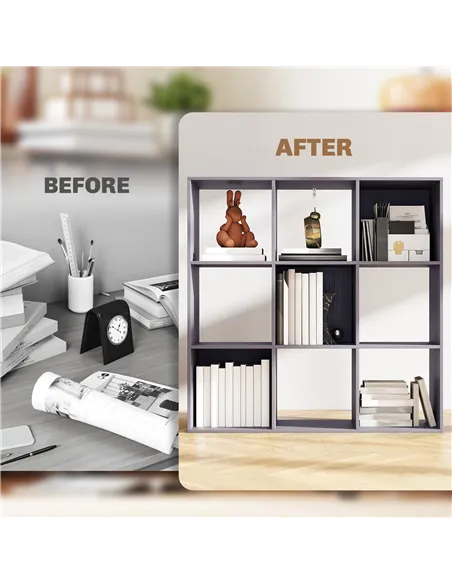 HOMCOM Nine-Cube Storage Shelf - Grey