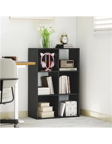 HOMCOM 6-Cube Bookshelf - Black