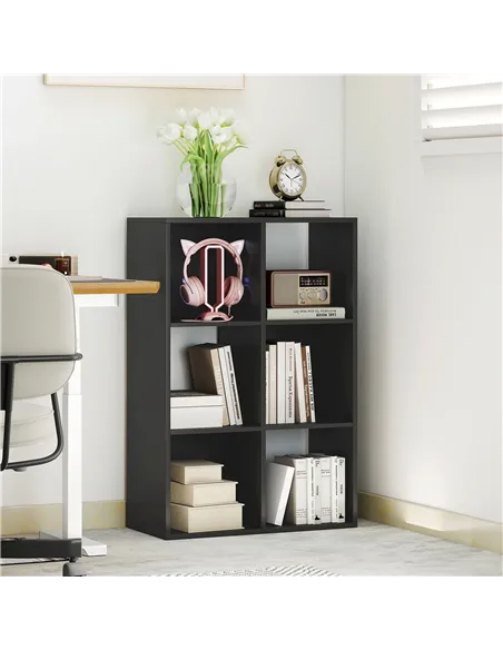 HOMCOM 6-Cube Bookshelf - Black