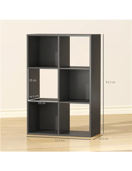 HOMCOM 6-Cube Bookshelf - Black