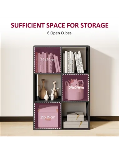 HOMCOM 6-Cube Bookshelf - Black