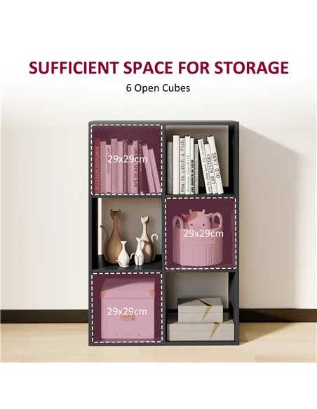 HOMCOM 6-Cube Bookshelf - Black