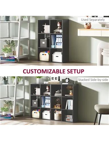 HOMCOM 6-Cube Bookshelf - Black