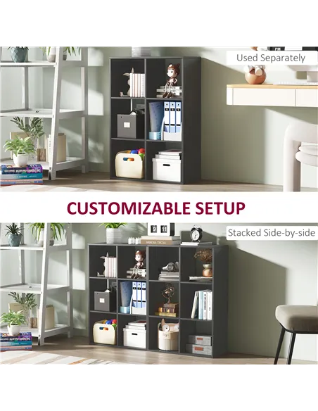 HOMCOM 6-Cube Bookshelf - Black
