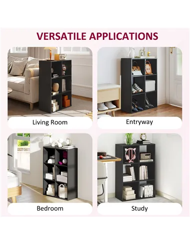 HOMCOM 6-Cube Bookshelf - Black