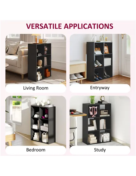 HOMCOM 6-Cube Bookshelf - Black
