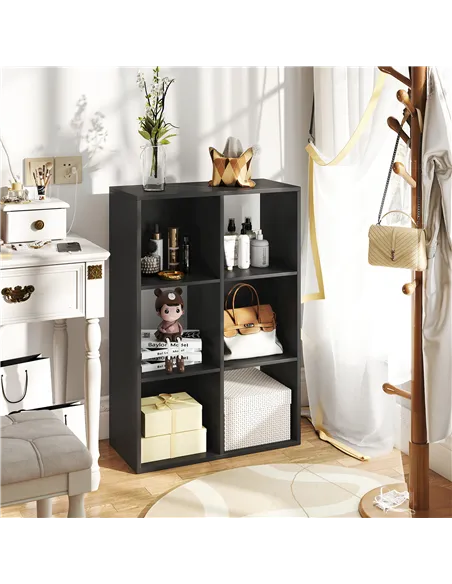 HOMCOM 6-Cube Bookshelf - Black
