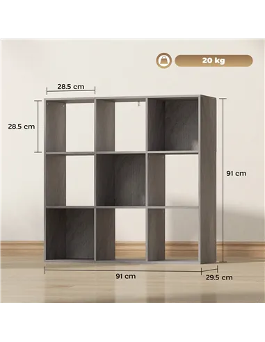 HOMCOM Nine-Cube Storage Shelf - Marble Grey