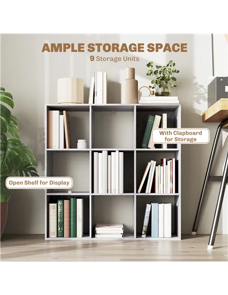 HOMCOM Nine-Cube Storage Shelf - Marble Grey