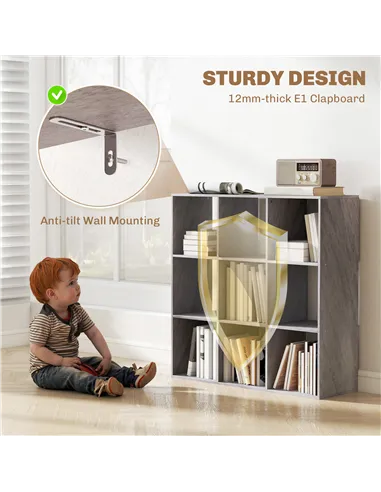 HOMCOM Nine-Cube Storage Shelf - Marble Grey