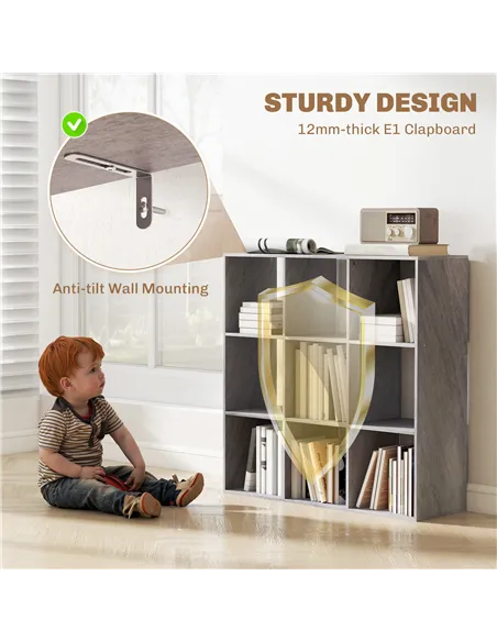 HOMCOM Nine-Cube Storage Shelf - Marble Grey