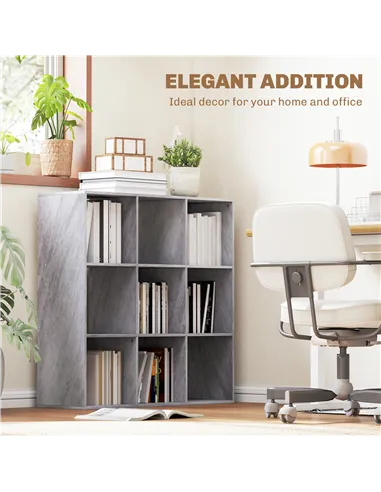 HOMCOM Nine-Cube Storage Shelf - Marble Grey