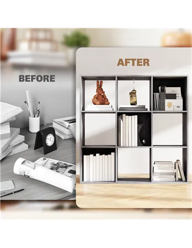 HOMCOM Nine-Cube Storage Shelf - Marble Grey