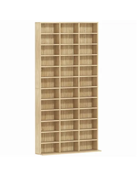 HOMCOM CD Storage Unit with Adjustable Shelves, 102 x 195 cm, Oak Tone