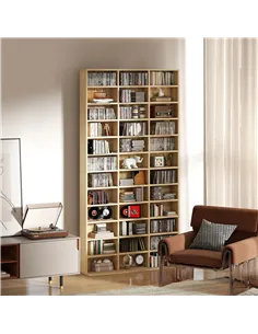 HOMCOM CD Storage Unit with Adjustable Shelves, 102 x 195 cm, Oak Tone 2