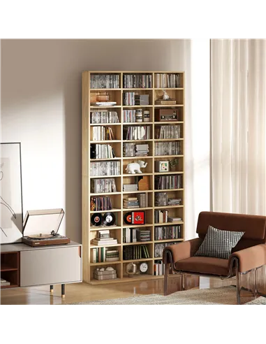 HOMCOM CD Storage Unit with Adjustable Shelves, 102 x 195 cm, Oak Tone