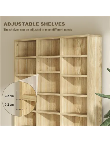 HOMCOM CD Storage Unit with Adjustable Shelves, 102 x 195 cm, Oak Tone
