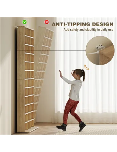 HOMCOM CD Storage Unit with Adjustable Shelves, 102 x 195 cm, Oak Tone