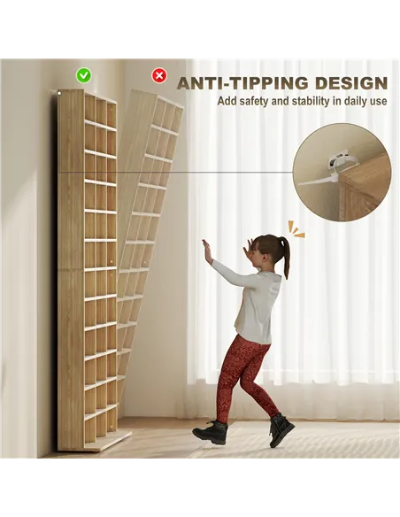 HOMCOM CD Storage Unit with Adjustable Shelves, 102 x 195 cm, Oak Tone