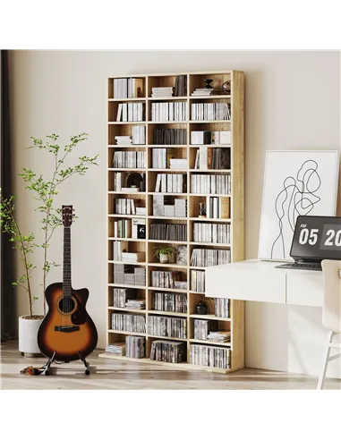 HOMCOM CD Storage Unit with Adjustable Shelves, 102 x 195 cm, Oak Tone