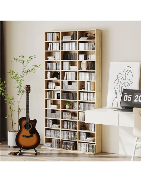 HOMCOM CD Storage Unit with Adjustable Shelves, 102 x 195 cm, Oak Tone