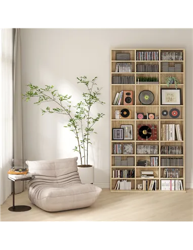 HOMCOM CD Storage Unit with Adjustable Shelves, 102 x 195 cm, Oak Tone