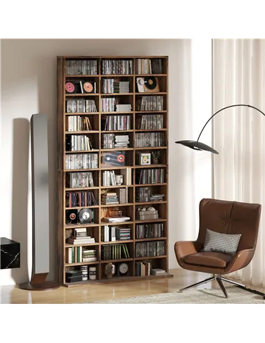 HOMCOM CD Storage Unit with Adjustable Shelves, 102 x 195 cm, Rustic Brown