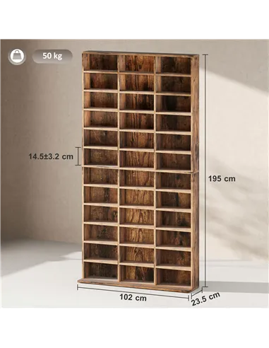 HOMCOM CD Storage Unit with Adjustable Shelves, 102 x 195 cm, Rustic Brown