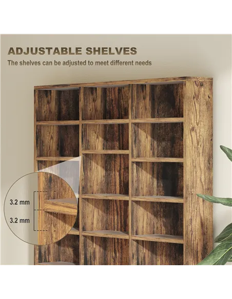 HOMCOM CD Storage Unit with Adjustable Shelves, 102 x 195 cm, Rustic Brown