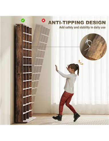 HOMCOM CD Storage Unit with Adjustable Shelves, 102 x 195 cm, Rustic Brown