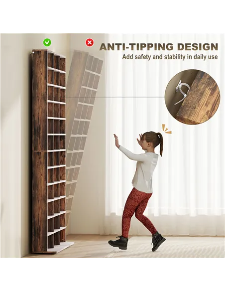 HOMCOM CD Storage Unit with Adjustable Shelves, 102 x 195 cm, Rustic Brown