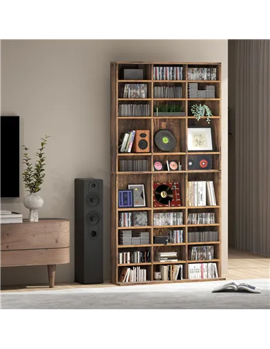 HOMCOM CD Storage Unit with Adjustable Shelves, 102 x 195 cm, Rustic Brown