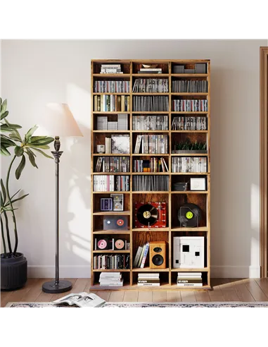 HOMCOM CD Storage Unit with Adjustable Shelves, 102 x 195 cm, Rustic Brown