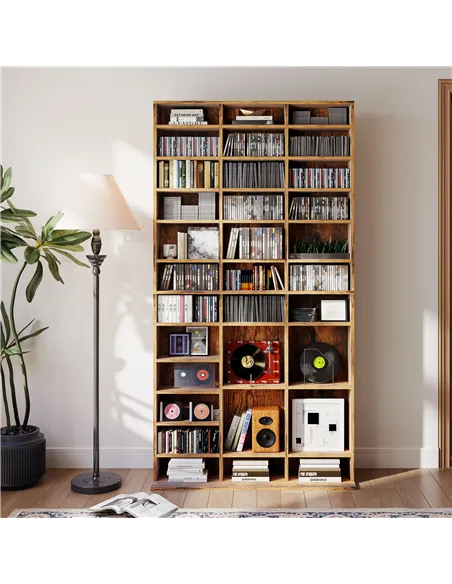 HOMCOM CD Storage Unit with Adjustable Shelves, 102 x 195 cm, Rustic Brown