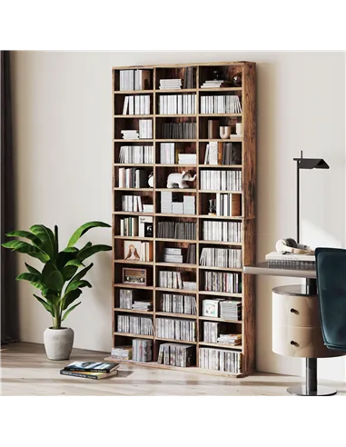 HOMCOM CD Storage Unit with Adjustable Shelves, 102 x 195 cm, Rustic Brown