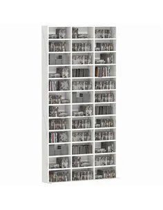 HOMCOM CD Storage Unit with Adjustable Shelves, 102 x 195 cm, Marble Effect